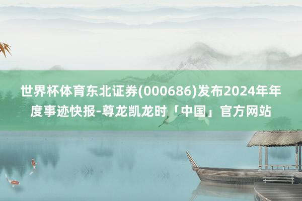 世界杯体育东北证券(000686)发布2024年年度事迹快报-尊龙凯龙时「中国」官方网站