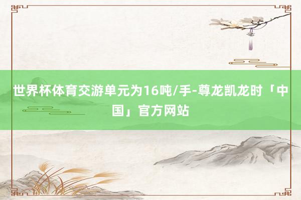 世界杯体育交游单元为16吨/手-尊龙凯龙时「中国」官方网站