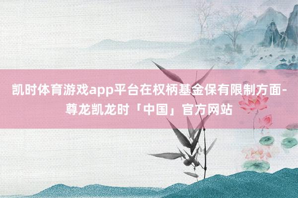 凯时体育游戏app平台在权柄基金保有限制方面-尊龙凯龙时「中国」官方网站