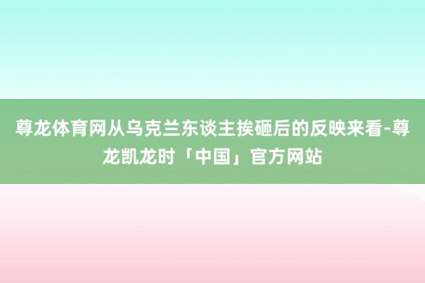尊龙体育网从乌克兰东谈主挨砸后的反映来看-尊龙凯龙时「中国」官方网站