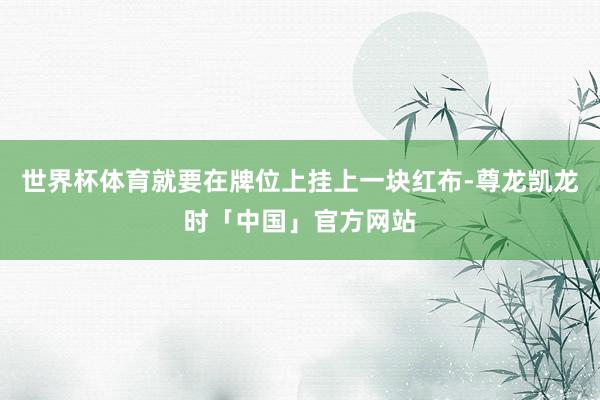 世界杯体育就要在牌位上挂上一块红布-尊龙凯龙时「中国」官方网站