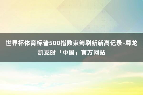 世界杯体育标普500指数束缚刷新新高记录-尊龙凯龙时「中国」官方网站