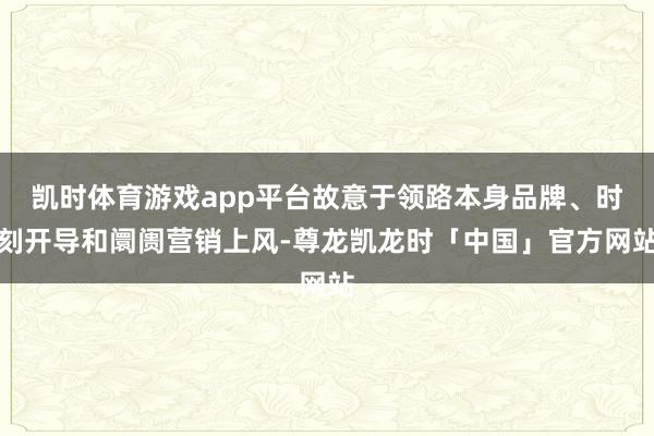 凯时体育游戏app平台故意于领路本身品牌、时刻开导和阛阓营销上风-尊龙凯龙时「中国」官方网站