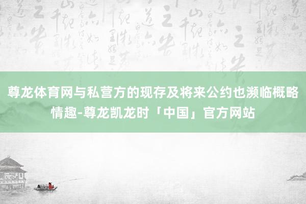 尊龙体育网与私营方的现存及将来公约也濒临概略情趣-尊龙凯龙时「中国」官方网站